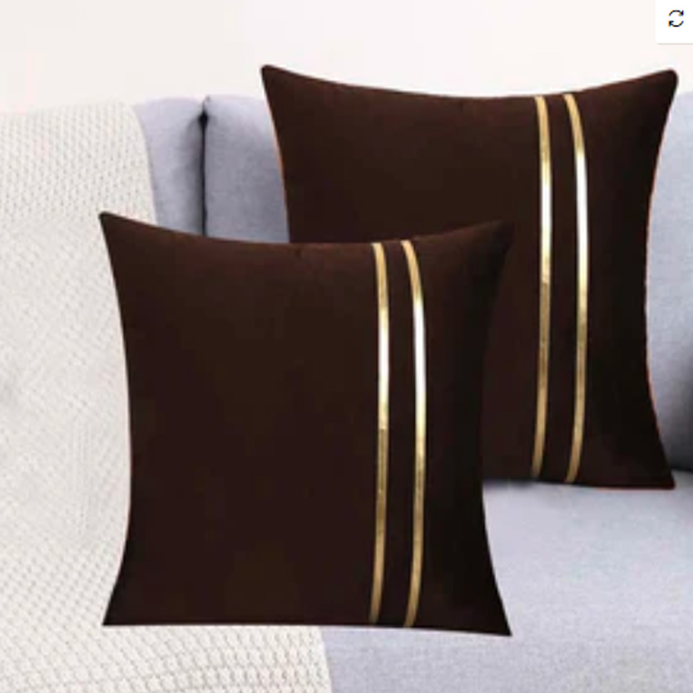 Velvet – Sofa Cushion Cover – (Pair) HT-CC-1001 – Brown